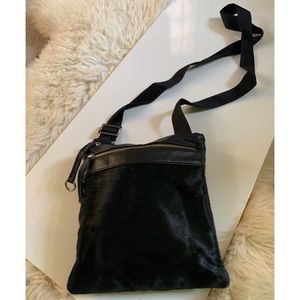 Black Pony Hair Crossbody Purse
